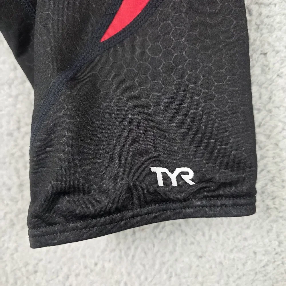 Men's TYR Durafast Elite Hexa Cure Spl Jammer in Black & Red Size 26 XS
